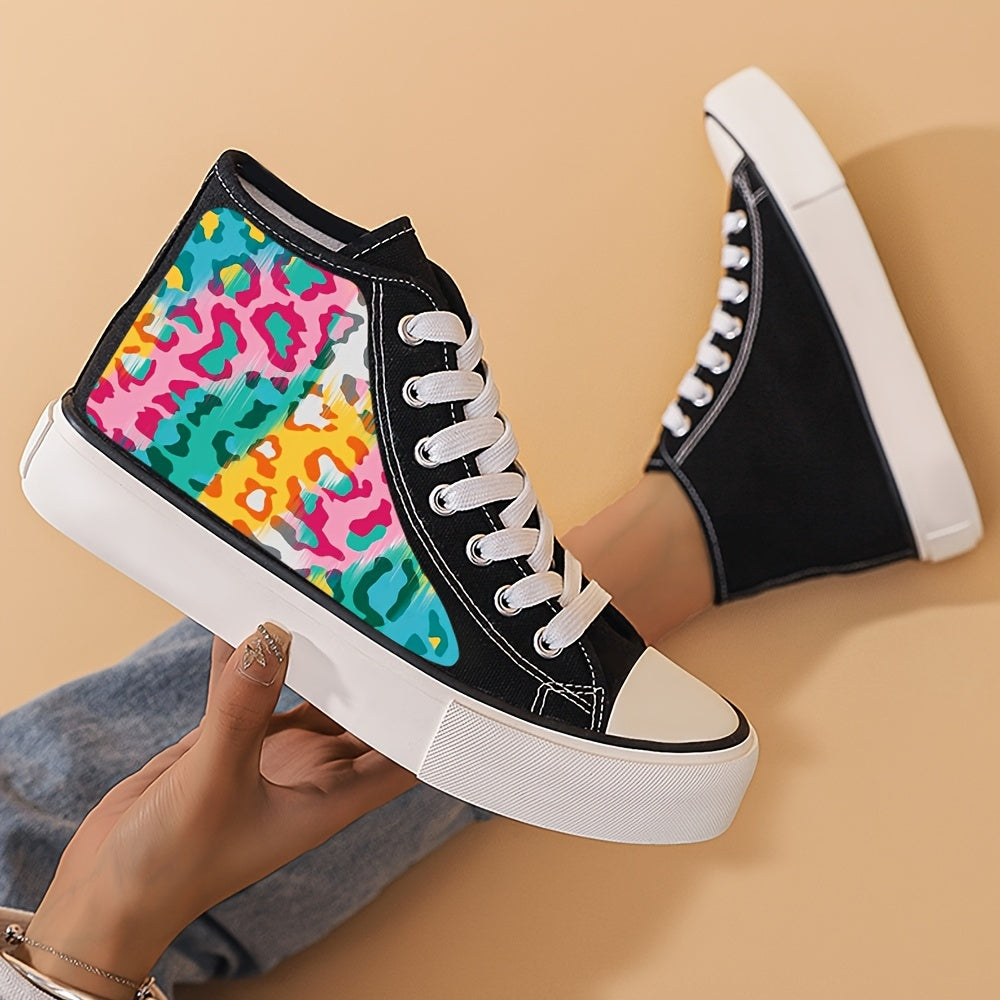 Leopard High Top Canvas Shoes for Women - Casual Wear
