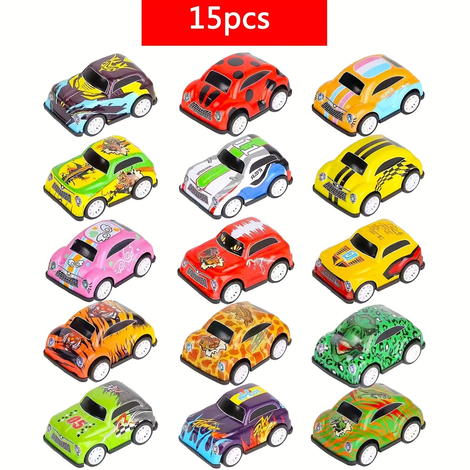 15pcs Pull Back Cars For Kids Mini Vehicles Toy Bulk Party Favor Race Cars Toys