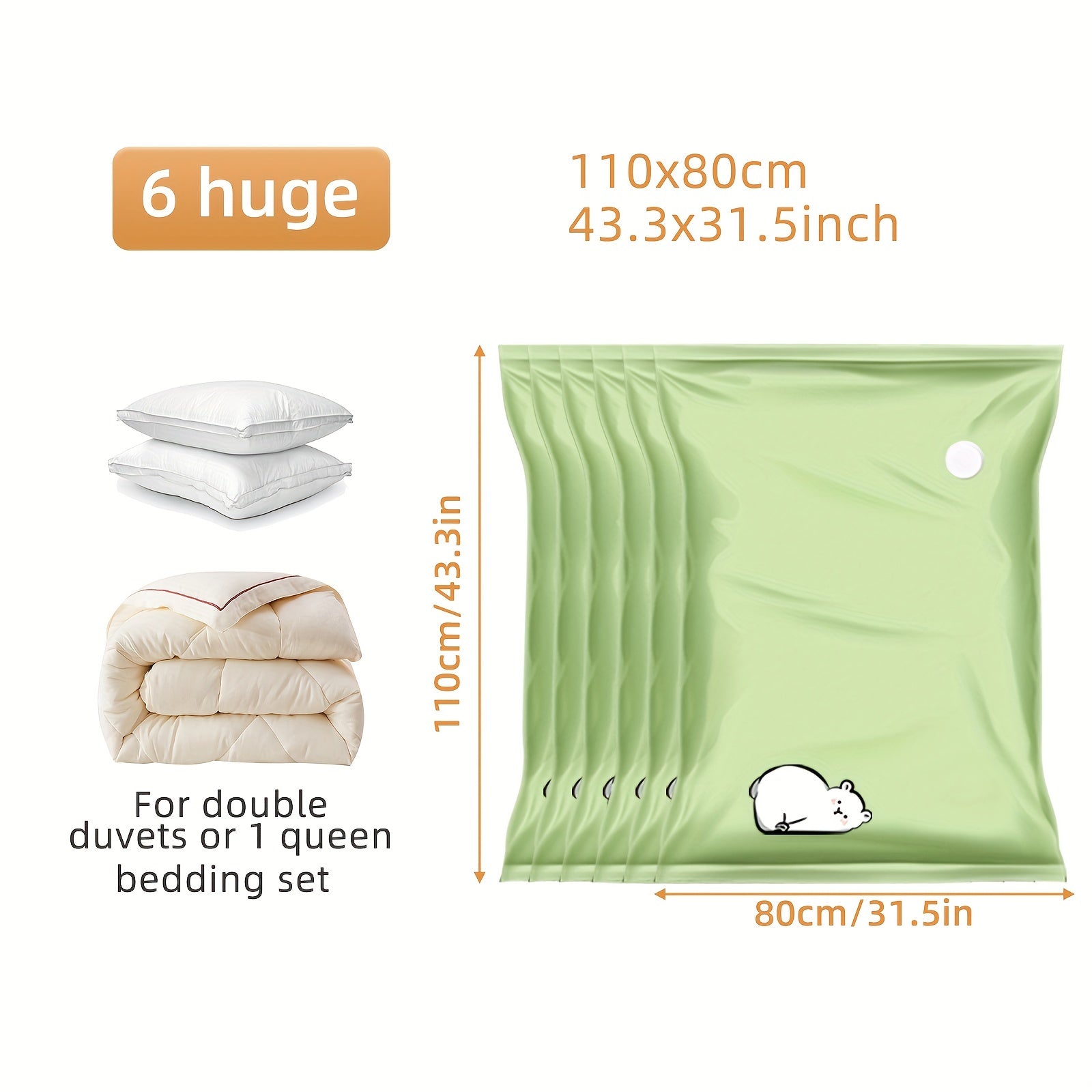 6pcs Vacuum Compression Bag Large Quilt Storage Sealed Bag