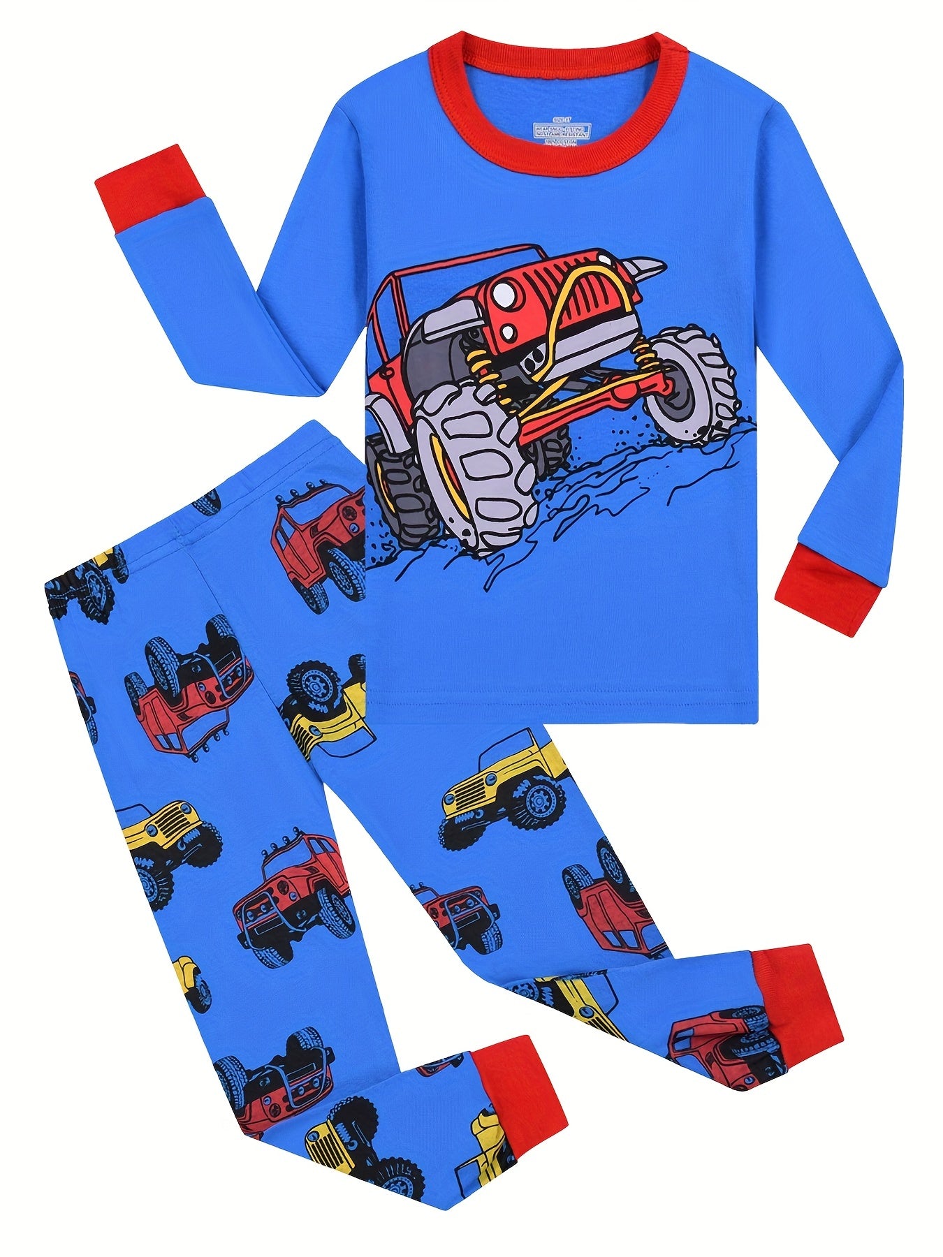 Toddler Kid's Cartoon Truck Print Pajama Set