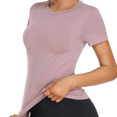 Seamless Breathable Sports Tee Round Neck Yoga Top Women's Activewear