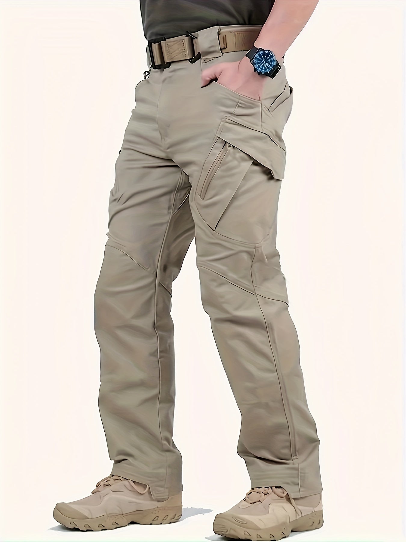 Waterproof Casual Cargo Pants With Zipper Pockets Men's Pants