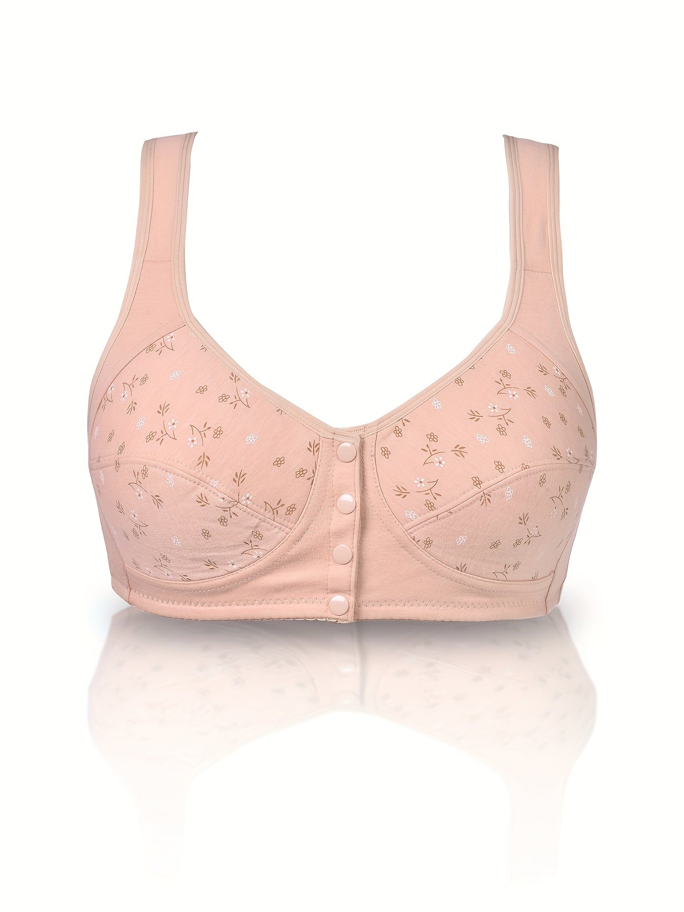 Floral Print Front Closure Wireless Comfort Bra