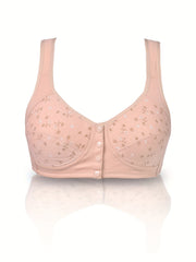Floral Print Front Closure Wireless Comfort Bra