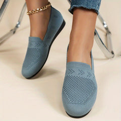 Women's Lightweight Knitted Flat Shoes Soft Sole Casual Slip-On Flats