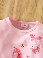 Girls' Butterfly Graphic Long Sleeve Dress For Party Going Out