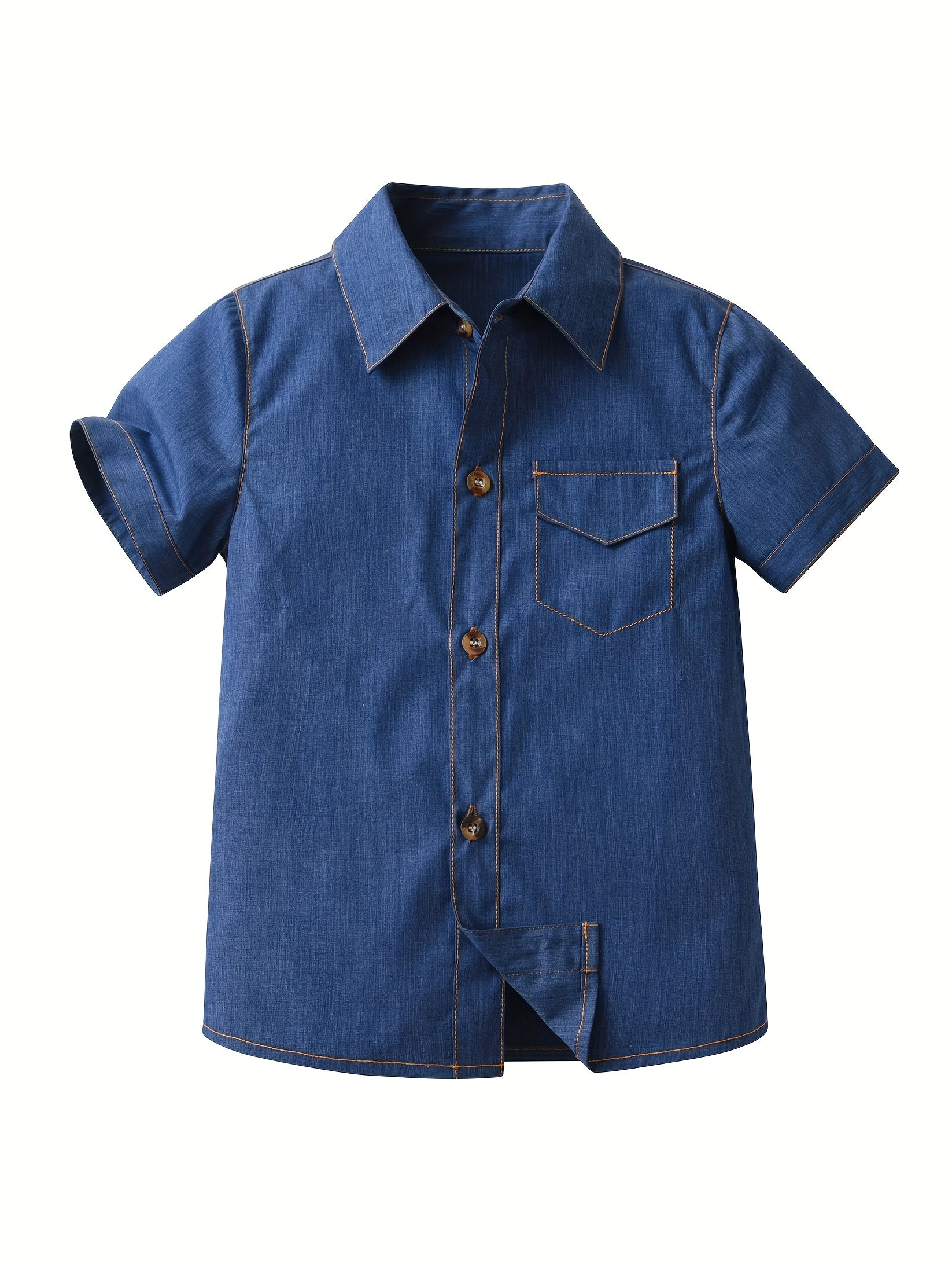 Boys Cotton Top Non Stretch Lapel Shirt for Summer