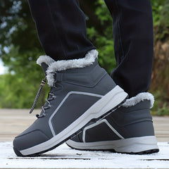 Women's Faux Fur Thermal Hiking Shoes - High Top Lace up Non slip