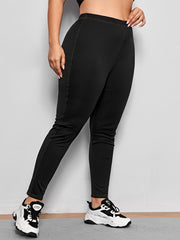 High Rise Solid Leggings Women's Plus High Stretch Skinny Pants