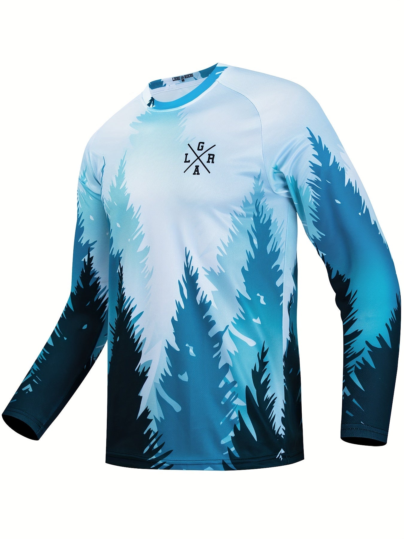 Men's Tree Pattern Long Sleeve Motorcycle T-shirt Quick Drying Breathable