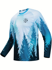 Men's Tree Pattern Long Sleeve Motorcycle T-shirt Quick Drying Breathable