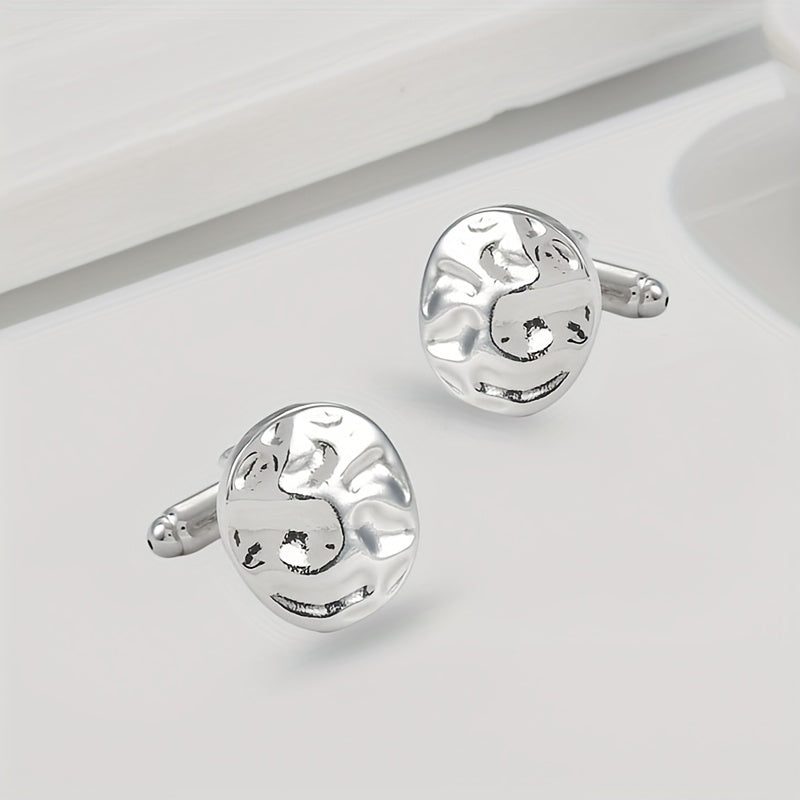 Men's Water Ripple Round Cufflinks Shirt Accessories