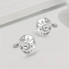 Men's Water Ripple Round Cufflinks Shirt Accessories