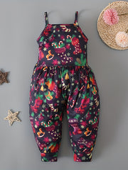 Girls' Christmas Cartoon Cami Jumpsuit Sleeveless Romper