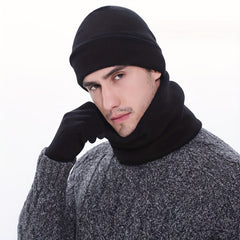 Winter Warm Hat Scarf Gloves Set Sunglasses Men Women Outdoor Riding Beanies