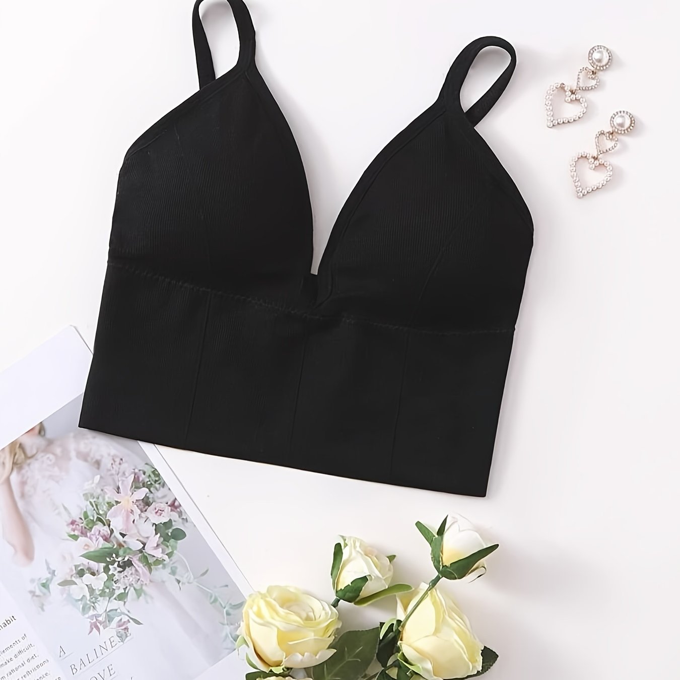 Backless Cami Crop Top Slim Fit V-Neck Sexy Lingerie