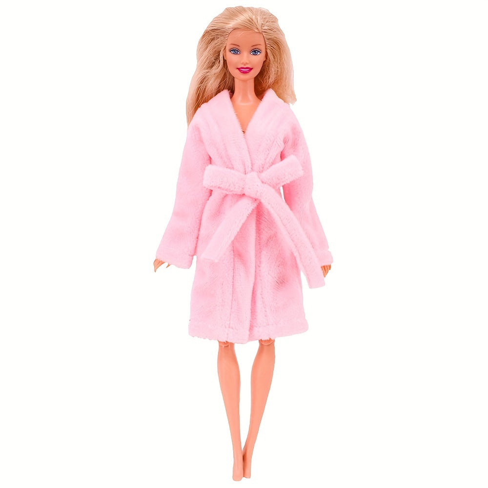 Plush Pajamas & Bow Bathrobe Set for 11.5" Girl Dolls