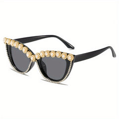 Boho Rhinestone Cat Eye Sunglasses for Women UV400