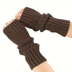 Winter Fingerless Gloves Knitted Arm Warmers For Cycling Skiing