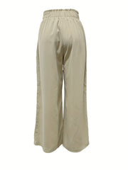 Solid Wide Leg Drawstring Pants for Women
