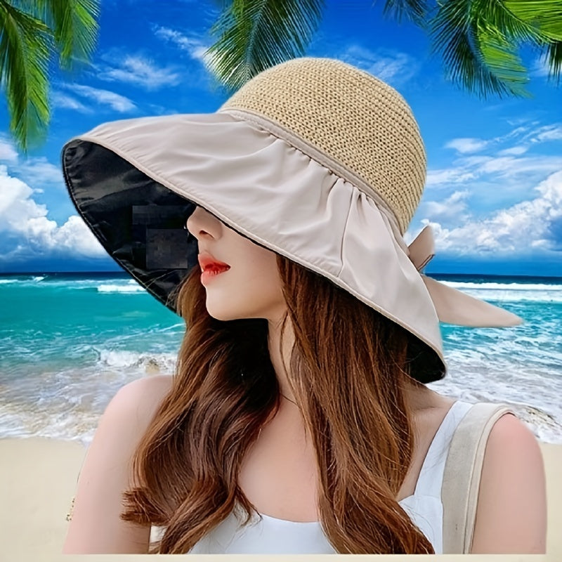 Summer Sun Hat Bowknot Straw Bucket Hat Beach Hats