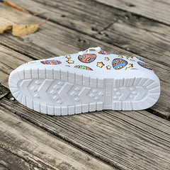 Colorful Pattern Flat Skate Shoes Casual Wear Resistant Non Slip Sneakers
