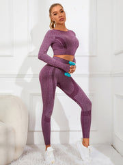 Seamless Long Sleeve Top and Leggings Set for Women