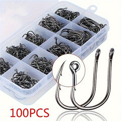 100pcs Carbon Steel Fishing Hooks With Holes Outdoor Fishing Tackle
