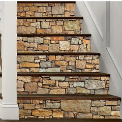 6pcs Brick Stairs Stickers 3D Stone Art Decorative Decals