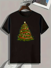 Christmas Tree Print Men's Graphic T-shirt Casual Tee