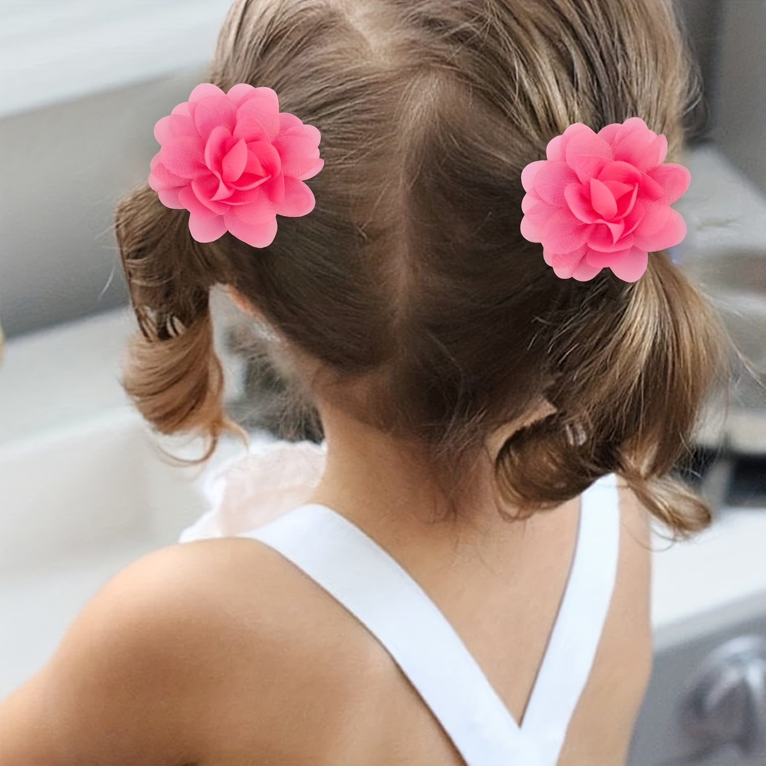 8 Newborn Chiffon Petals Poppy Flower Hair Clips for Kids Girls Hair Accessories