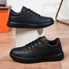 Men's Solid Skate Shoes Comfy Non Slip Casual Lace Up Sneakers