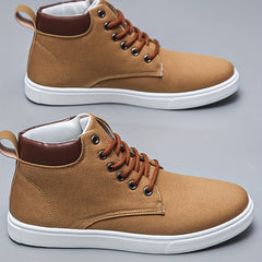 Men's High Top Canvas Skate Shoes with Traction Lace-Up Sneakers