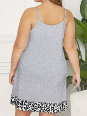 Leopard Heart Print Ruffle Trim Sleep Dress
