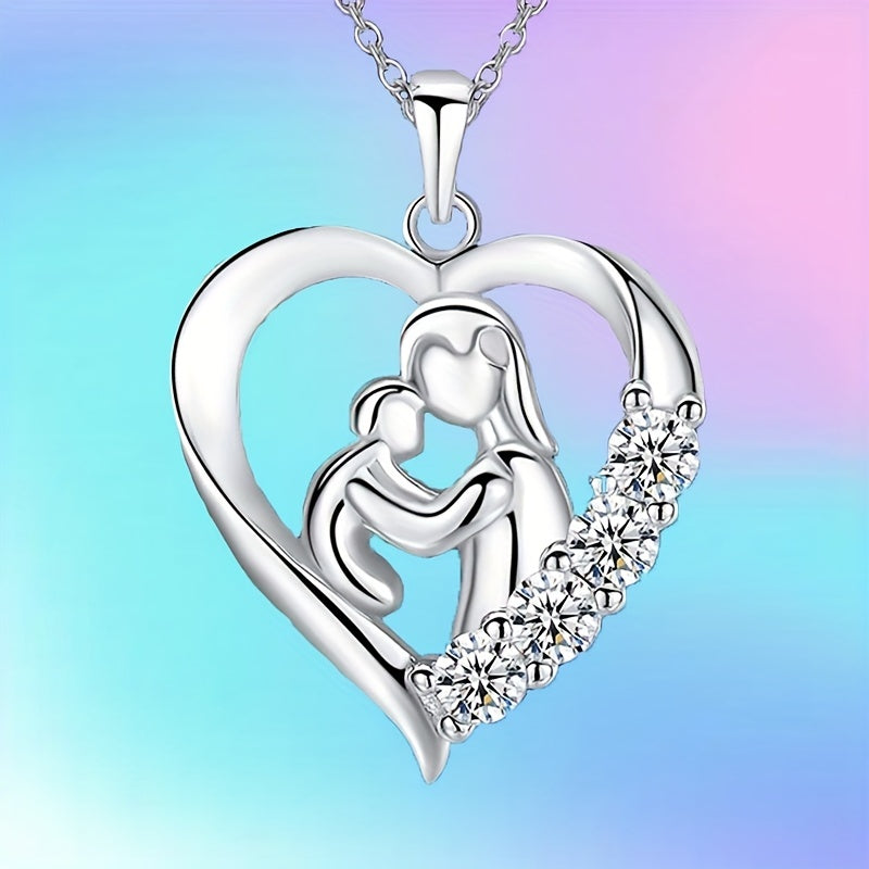Mother Child Heart Pendant Necklace Casual Accessory Gift