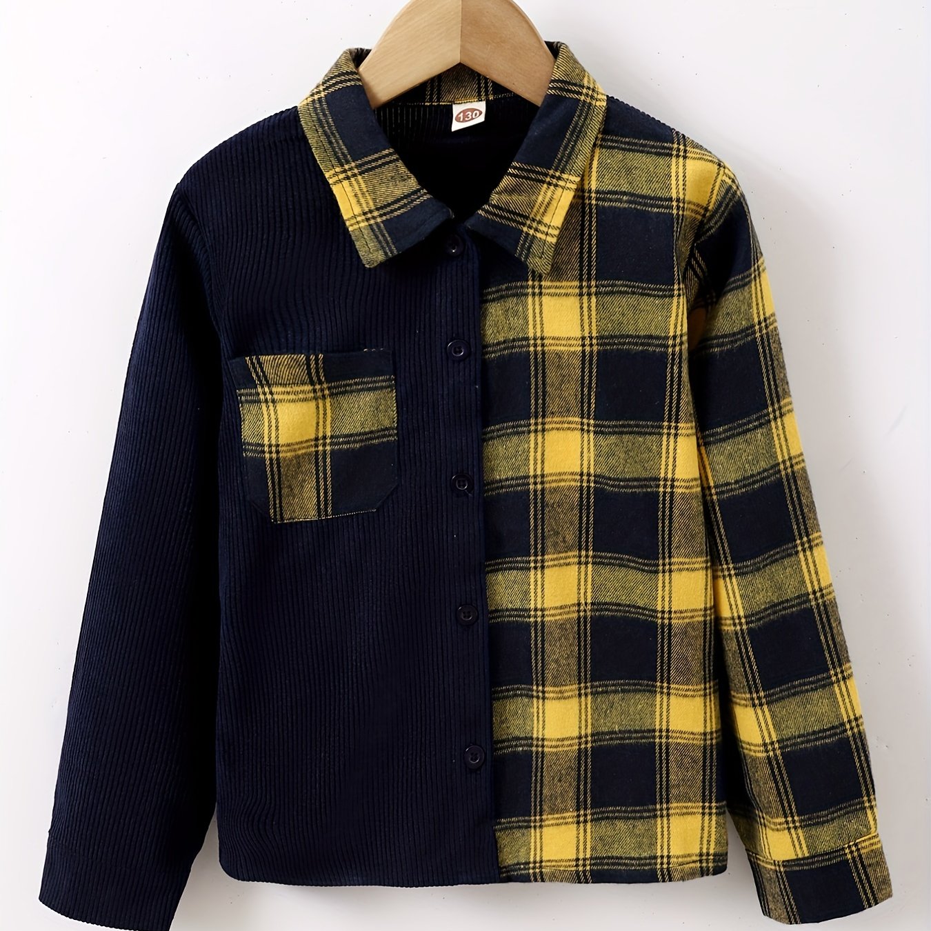 Boys Plaid Collar Shirt Long Sleeve Tops For Kids