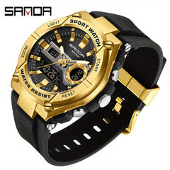 SANDA Waterproof Sports Watch Army Green