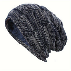 Men's Winter Warm Velvet Lined Knitted Hat Outdoor Beanie Cap