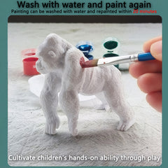 Kids Painting Set with 2 Big Animals, 6 Colors, Brush, Palette
