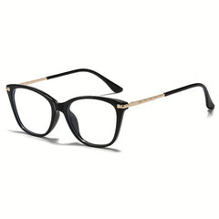 Men's Cat Eye Metal Frame Glasses Clear Lens TR90 Frame