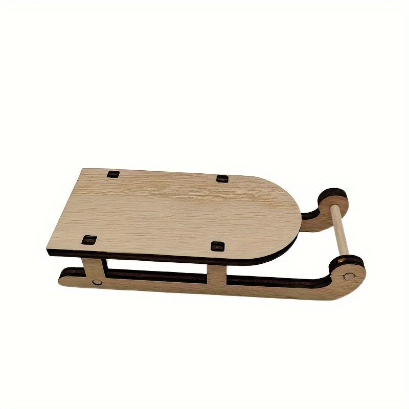 DIY Christmas Wooden Mini Sled Car Desktop Decoration