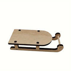 DIY Christmas Wooden Mini Sled Car Desktop Decoration