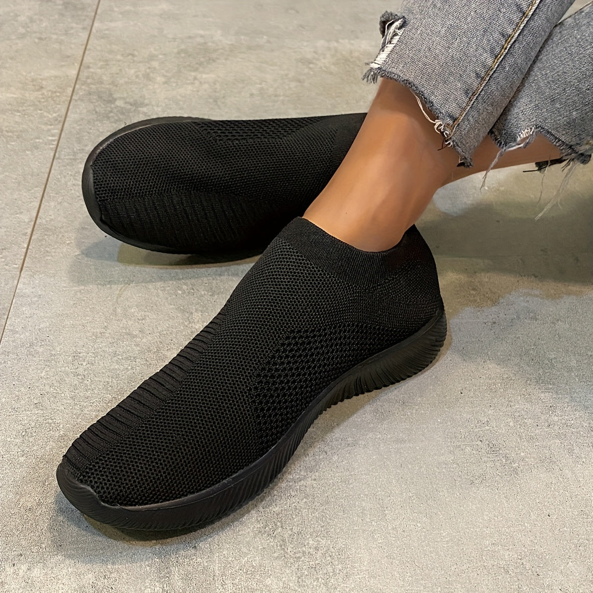Women's Knit Platform Sneakers Slip On Lightweight Outdoor Shoes