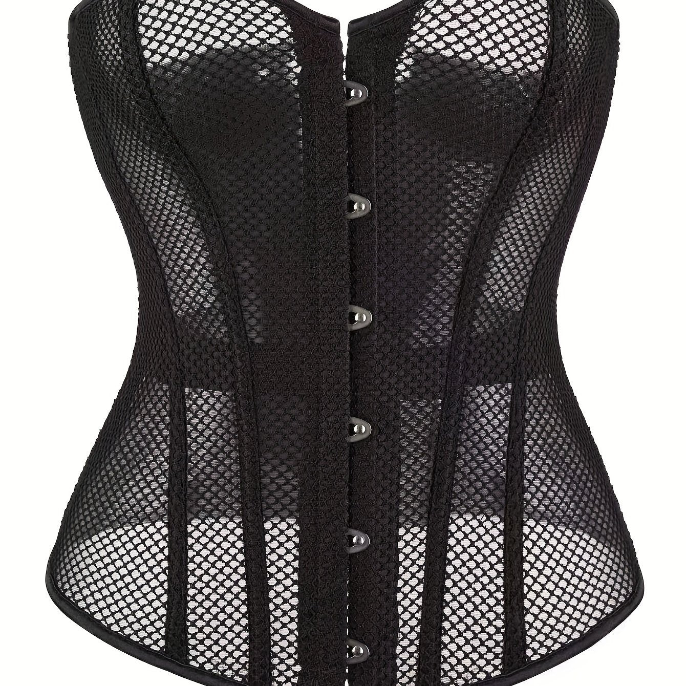 Mesh Corset Bustier Tummy Control Lace Up Body Shaper Women's Lingerie