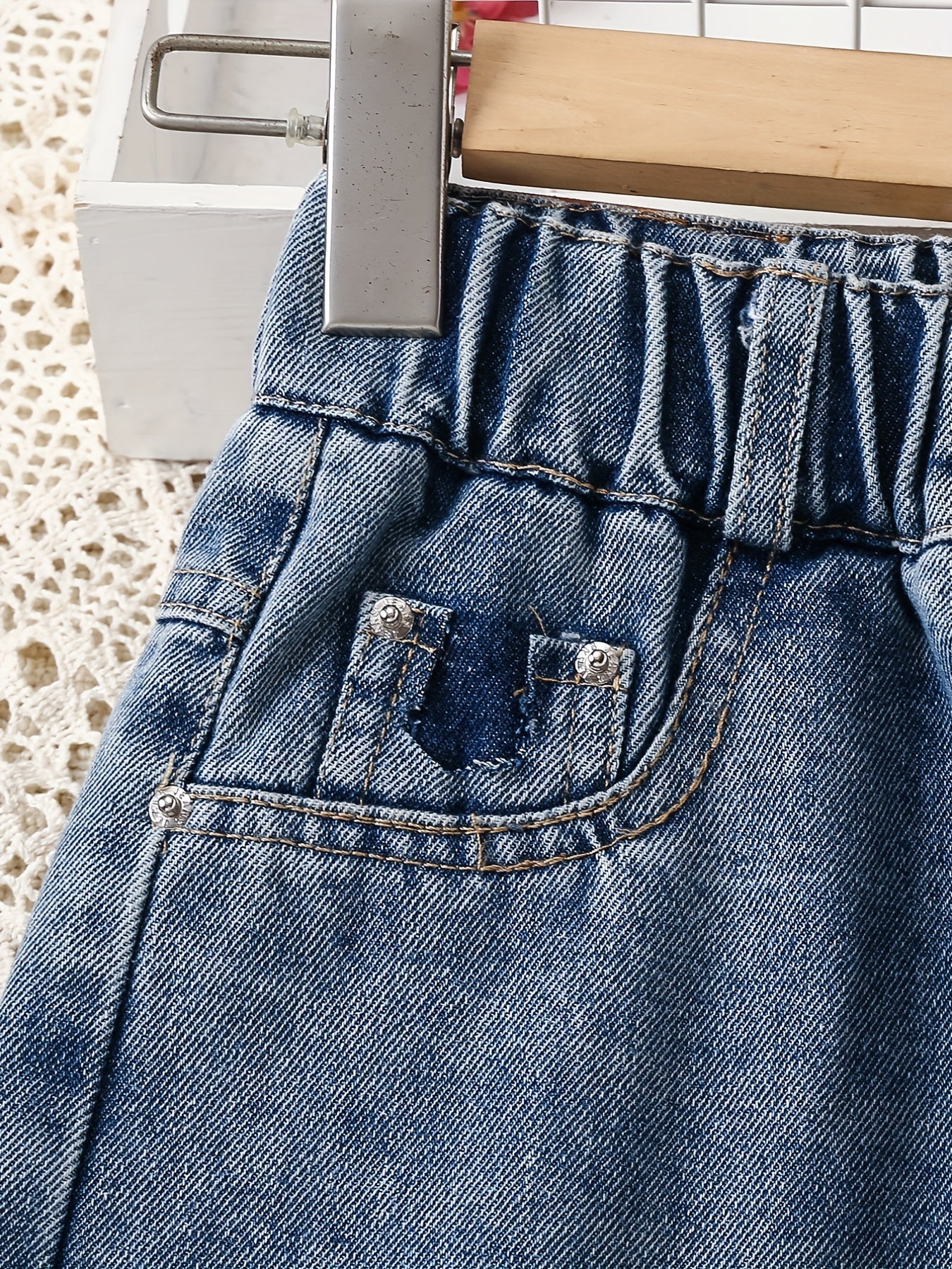 Girls' High Waist Ripped Jeans Straight Leg Denim Pants