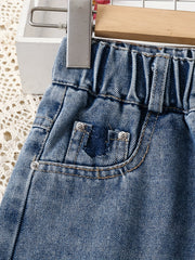 Girls' High Waist Ripped Jeans Straight Leg Denim Pants