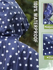 Polka Dot Lightweight Rain Poncho Jacket PU Raincoat