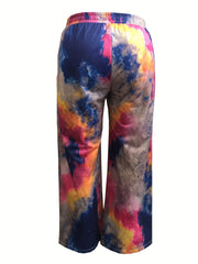 Tie Dye Wide Leg Running Pants with Pockets