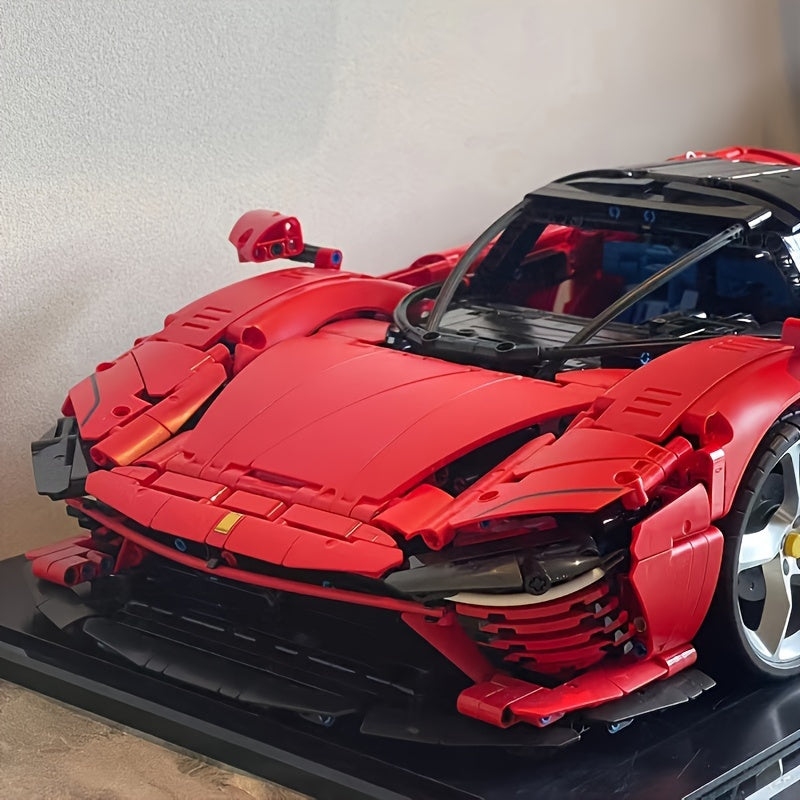 Red Sports Car Building Block Toy Set for Adults