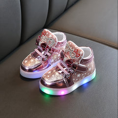 Girl's LED Light Up Skate Shoes High Top Comfy Non Slip Sneakers